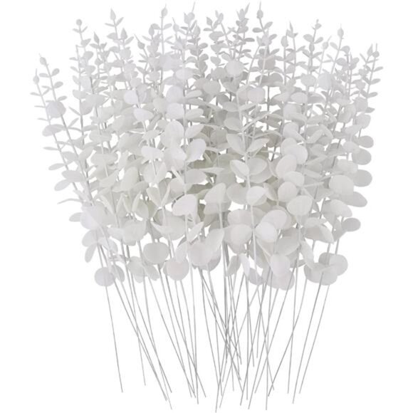 36 Pcs White Eucalyptus Stems Artificial Eucalyptus Leaves Decor Eucalyptus - Picture 1 of 8
